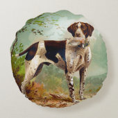鳥を口に入れたハンター犬 ラウンドクッション (裏面)