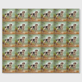 鳥を口に入れたハンター犬 ラッピングペーパー (フラット)