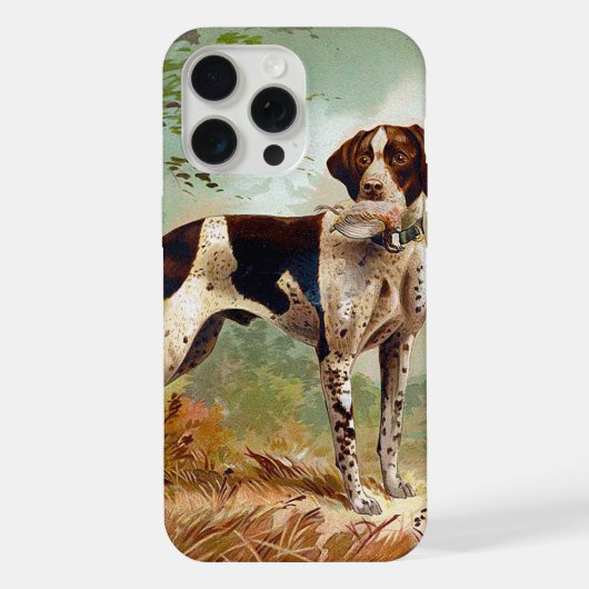 鳥を口に入れたハンター犬 iPhoneケース (裏面)