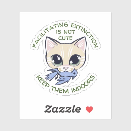 鳥を口に入れた猫 シール (シート)