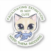 鳥を口に入れた猫 シール (正面)