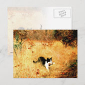 鳥を口に入れた猫 ポストカード (正面/裏面)