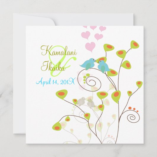 鳥を愛して、背景を加えて…… 招待状 (正面)