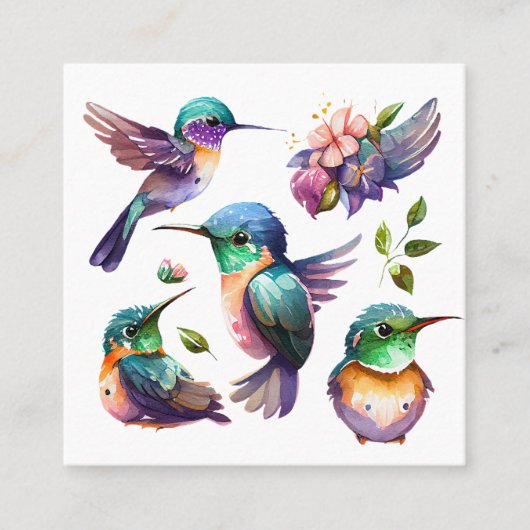 鳥を愛する人のための美しいハミングバード スクエア名刺 (正面)