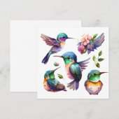 鳥を愛する人のための美しいハミングバード 招待状 (正面/裏面)