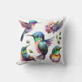 鳥を愛する人のための、美しくかわいいハミングバード クッション (正面)