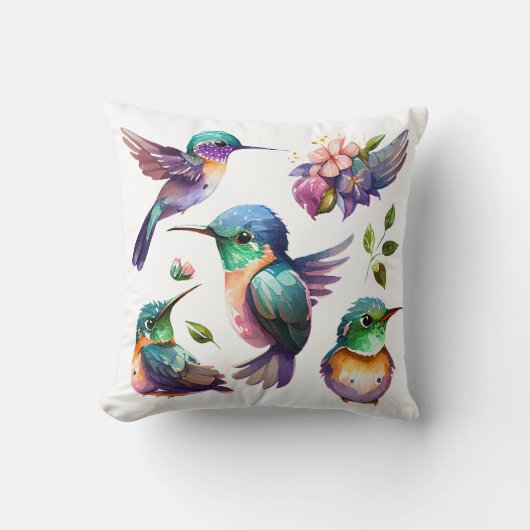 鳥を愛する人のための、美しくかわいいハミングバード クッション (正面)