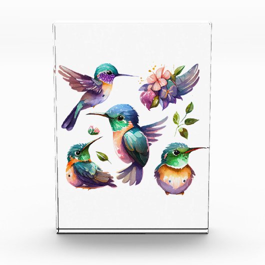 鳥を愛する人のための、美しくかわいいハミングバード フォトブロック (正面)