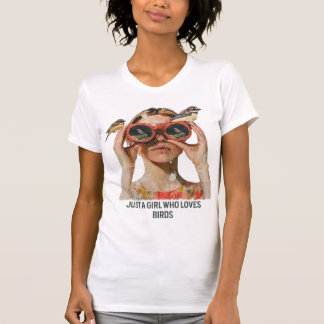 鳥を愛する女の子 – バードウォッチング Tシャツ
