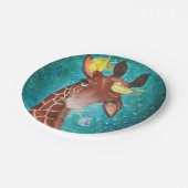 鳥を持つかわいいキリン ペーパープレート (アングル)