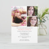 鳥を持つ女の子のための写真のベビーシャワー招待状 招待状 (スタンド正面)