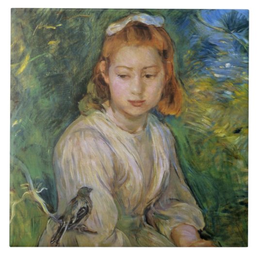 鳥を持つ少女(Berthe Morisot) タイル (正面)