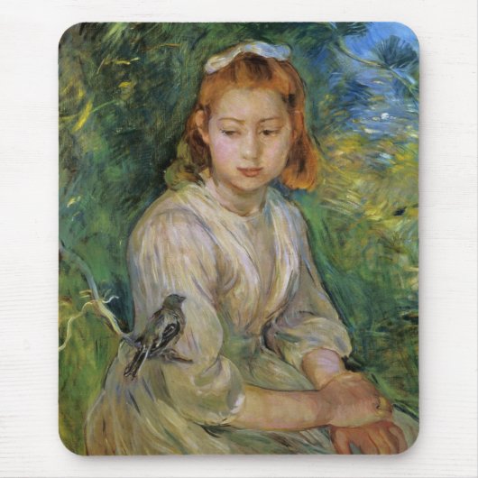 鳥を持つ少女(Berthe Morisot) マウスパッド (正面)