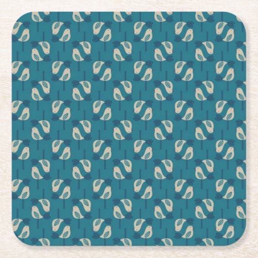 鳥を表示するパターン スクエアペーパーコースター (正面)