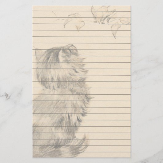 鳥を見ている子ネコ 便箋 (正面)