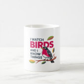 鳥を見て知恵を得る - 面白いコマドリ デザイン コーヒーマグカップ (中央)