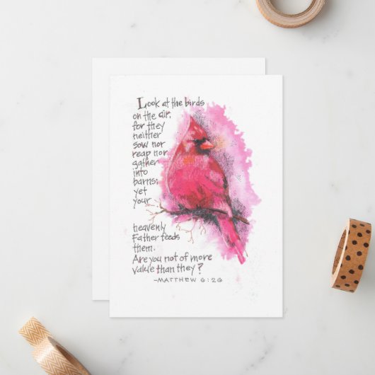 鳥を見る ノートカード (正面/裏面インサイチュ)