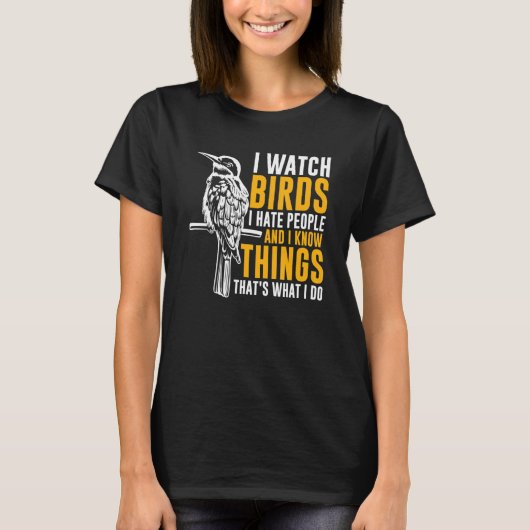 鳥を観察する バードウォッチング 鳥好き Tシャツ (正面)