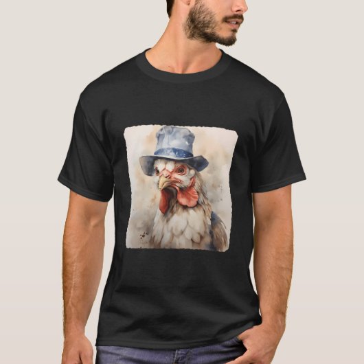 鳥を身に着けたニワトリ Tシャツ (正面)