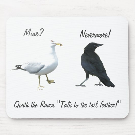 「鳥を追い払え」とカラスが口を開く マウスパッド (正面)