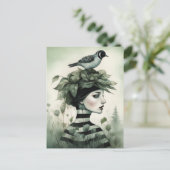 鳥を頭に乗せた人 ポストカード (スタンド正面)