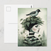 鳥を頭に乗せた人 ポストカード (正面/裏面)