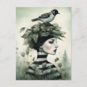 鳥を頭に乗せた人 ポストカード (正面)