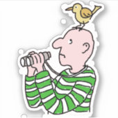 鳥を頭に乗せた漫画の鳥小屋。 シール (正面)