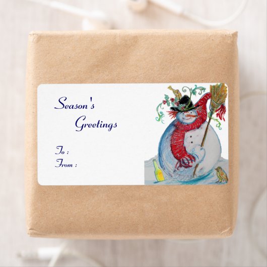 鳥を飲んだ雪だるま ラベル (インサイチュ)