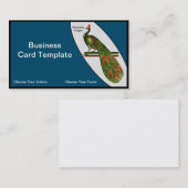 鳥アート詳細な水の色の孔雀 名刺 (正面/裏面)