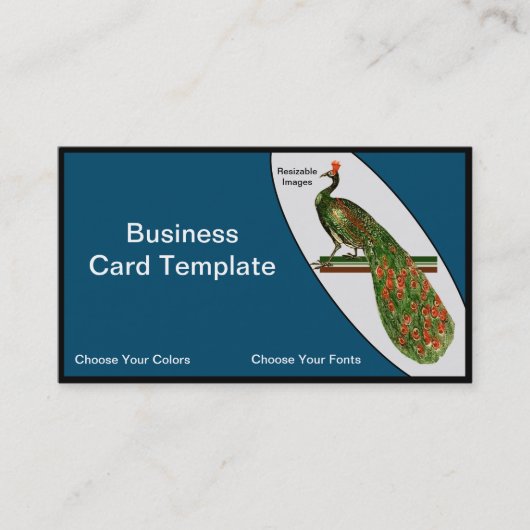 鳥アート詳細な水の色の孔雀 名刺 (正面)