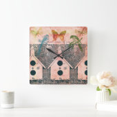 鳥インスパイアの家 スクエア壁時計 (ホーム)
