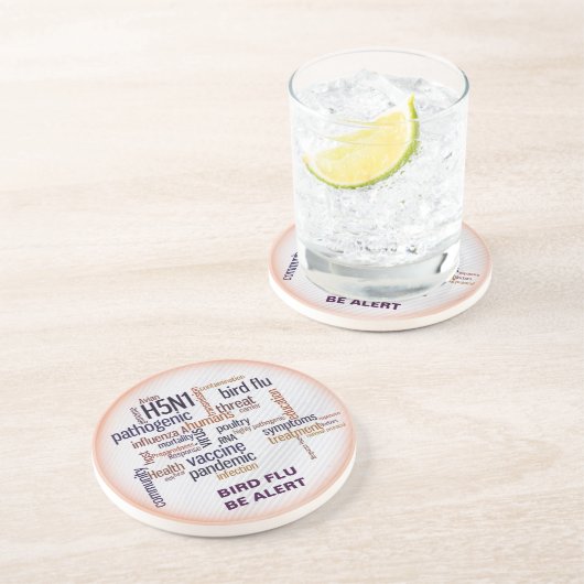 鳥インフルエンザの羽の単語の雲はコースターを飲みます コースター (側面)