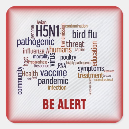 鳥インフルエンザ認識度羽名ギフトラベル蔵書票 スクエアシール (正面)