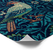 鳥ウィリアム・モリス。青い動物のヴィンテージパターン ポスター (角)