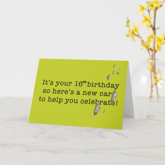 鳥ウンチおもしろい誕生日16歳10代の若者 カード (黄色い花)