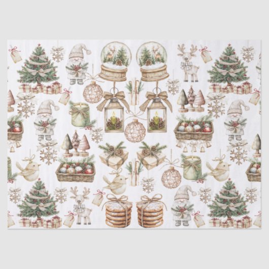 鳥エレガントとオーナメントの冬の風景 薄葉紙 (正面)