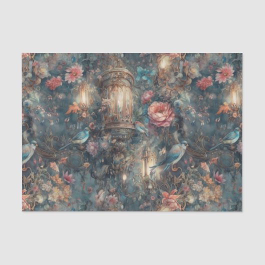 鳥エレガントと提灯 薄葉紙 (正面)