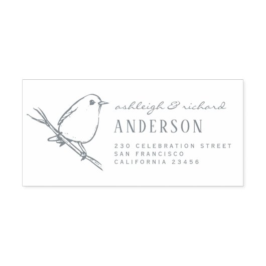 鳥エレガントの連結婚称名差出人住所 セルフインキングスタンプ (デザイン)
