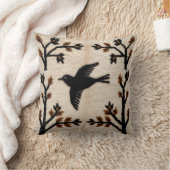 鳥エレガント枕:白黒キリム美しい クッション (ブランケット)