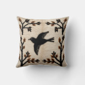 鳥エレガント枕:白黒キリム美しい クッション (裏面)