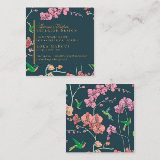 鳥エレガント植物広場名刺 スクエア名刺 (正面/裏面)