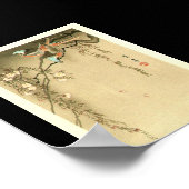 鳥オンさくらんぼツリーby渡邉清亭1851年~1918年 ポスター (角)