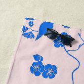 鳥オンさくらんぼ花ブルーオン赤面 ビーチタオル (インサイチュ)