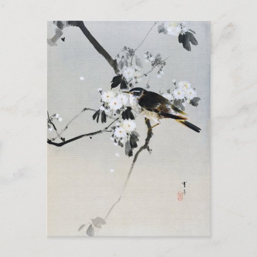 鳥オンさくらんぼ花枝の渡辺聖亭 ポストカード (正面)
