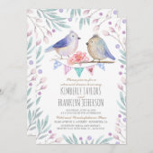 鳥カップルかわいいリハーサルディナー 招待状 (正面/裏面)