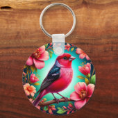 鳥カラフルが枝に止まる キーホルダー (裏面)