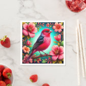 鳥カラフルが枝に止まる スタンダードカクテルナプキン (インサイチュ)