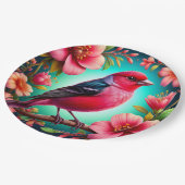 鳥カラフルが枝に止まる ペーパープレート (アングル)
