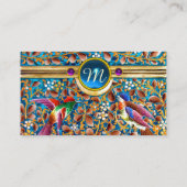 鳥カラフルとフローラがブルージェムモノグラムを渦巻く 名刺 (裏面)